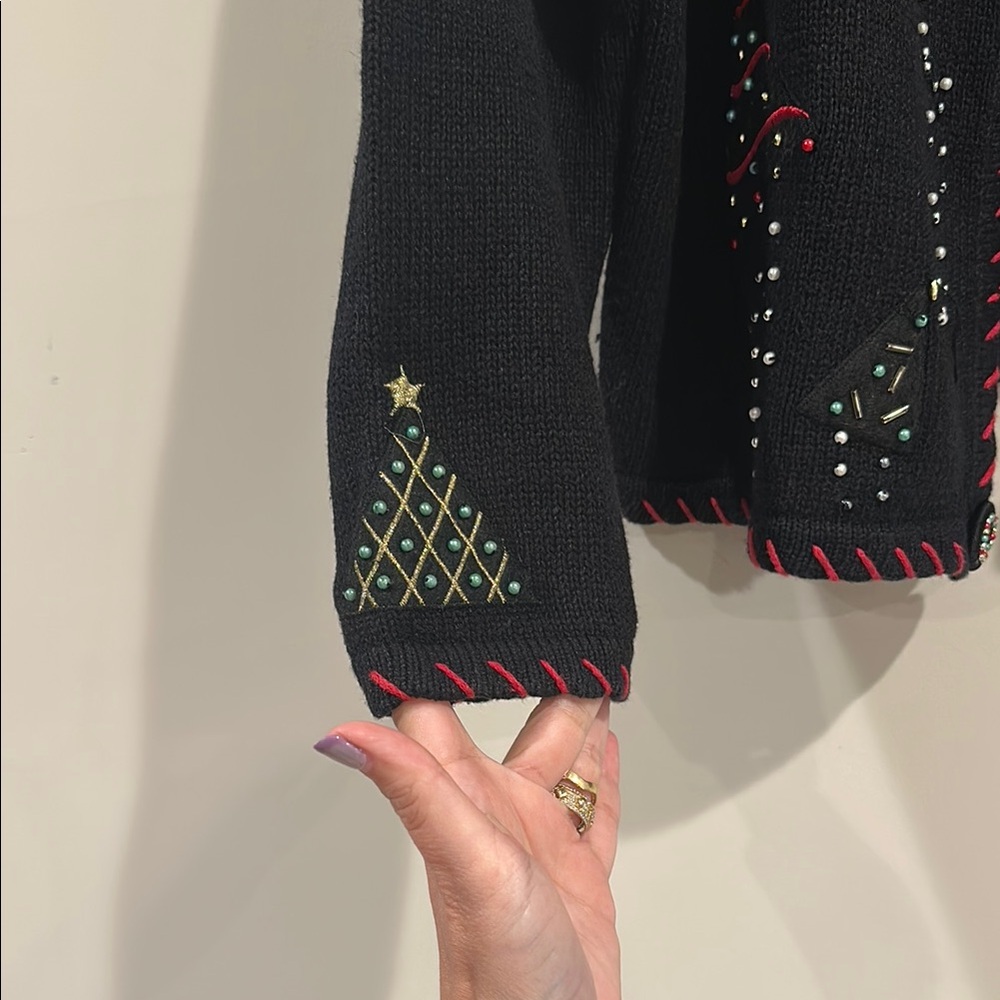 Vintage Basic Editions Black Holiday Cardigan - image 3